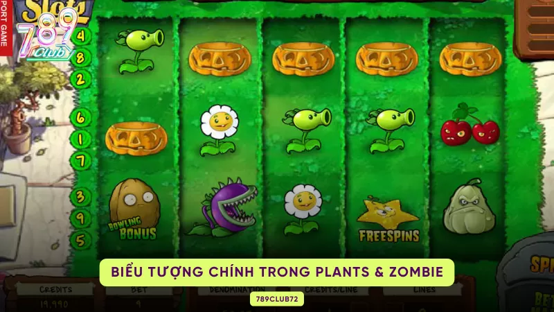 biểu tượng trong slot game plant and zombie