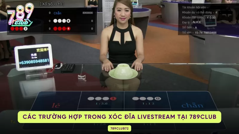 trường hợp trong xóc đĩa livestream